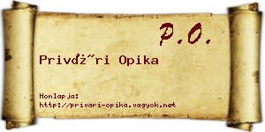 Privári Opika névjegykártya